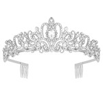Araluky Crystal Tiara Crown Headband Princess Elegant Tiara with Combs for Women Young Ladies Bridal Wedding Prom Birthday Party, Silver