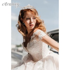 Araluky Crystal Tiara Crown Headband Princess Elegant Tiara with Combs for Women Young Ladies Bridal Wedding Prom Birthday Party, Silver