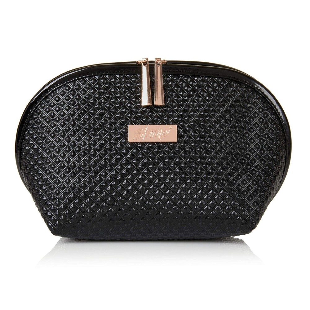 Skone Luxury Designer Makeup Bag - Stylish Patent Leather Cosmetic Organizer with Rose Gold Zipper, Travel-Friendly, Waterproof, Durable & Cruelty-Free for Beauty Essentials and Accessories, Black Skone Luxury Designer Makeup Bag - Stylish Patent Leather Cosmetic Organizer with Rose Gold Zipper, Travel-Friendly, Waterproof, Durable & Cruelty-Free for Beauty Essentials and Accessories, Black