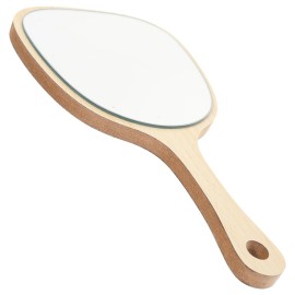 Lurrose Hand Mirror Wood Handheld Mirrors with Handle Wall Mounted Bathroom Mirror for Women Makeup Salon Travel