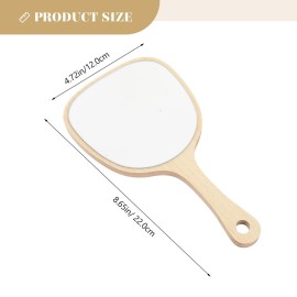 Lurrose Hand Mirror Wood Handheld Mirrors with Handle Wall Mounted Bathroom Mirror for Women Makeup Salon Travel
