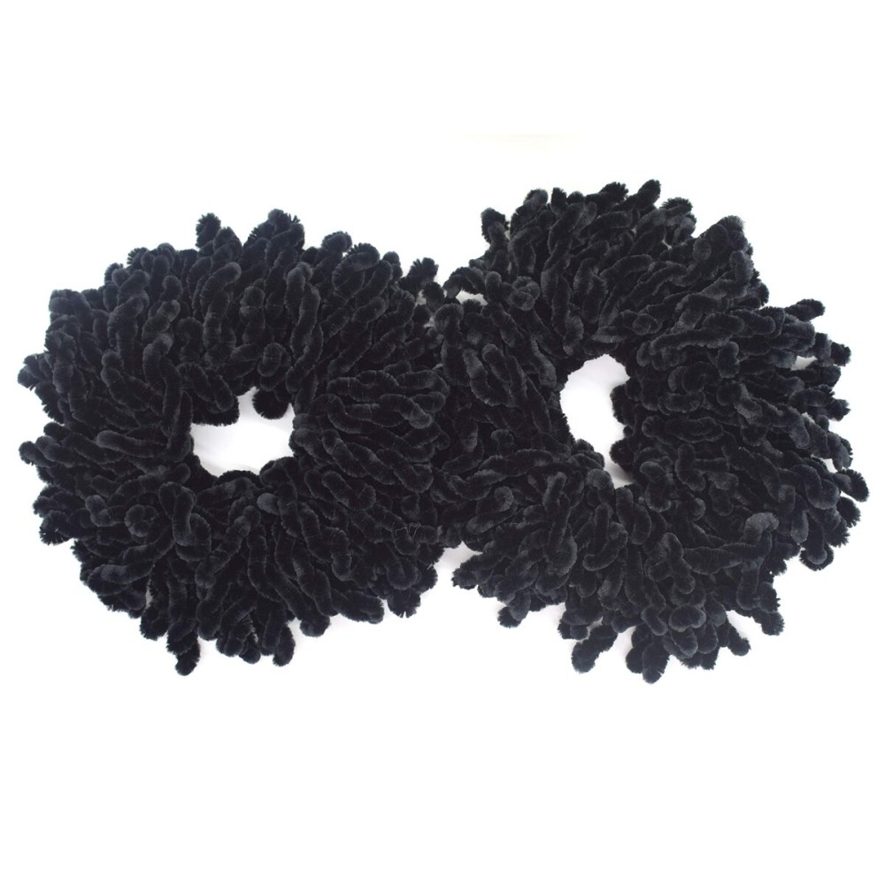 AUEAR, 2 Pack Scrunchie Headwear Hair Tie Ring Plain Big Hairband (Black)