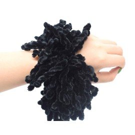 AUEAR, 2 Pack Scrunchie Headwear Hair Tie Ring Plain Big Hairband (Black)