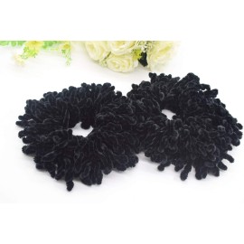 AUEAR, 2 Pack Scrunchie Headwear Hair Tie Ring Plain Big Hairband (Black)