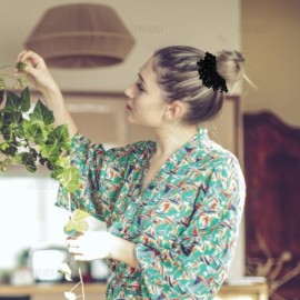 AUEAR, 2 Pack Scrunchie Headwear Hair Tie Ring Plain Big Hairband (Black)