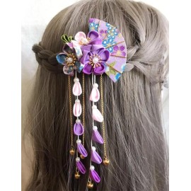 CRB Fashion Womens Kimono Traditional Tsumami Kanzashi Outfit Wedding Japanese Asian Yukata Hair Tie Flower Floral Sakura Fan Barrette Clip (Lilac Blue) CRB Fashion Womens Kimono Traditional Tsumami Kanzashi Outfit Wedding Japanese Asian Yukata Hair Tie Flower Floral Sakura Fan Barrette Clip (Lilac Blue)
