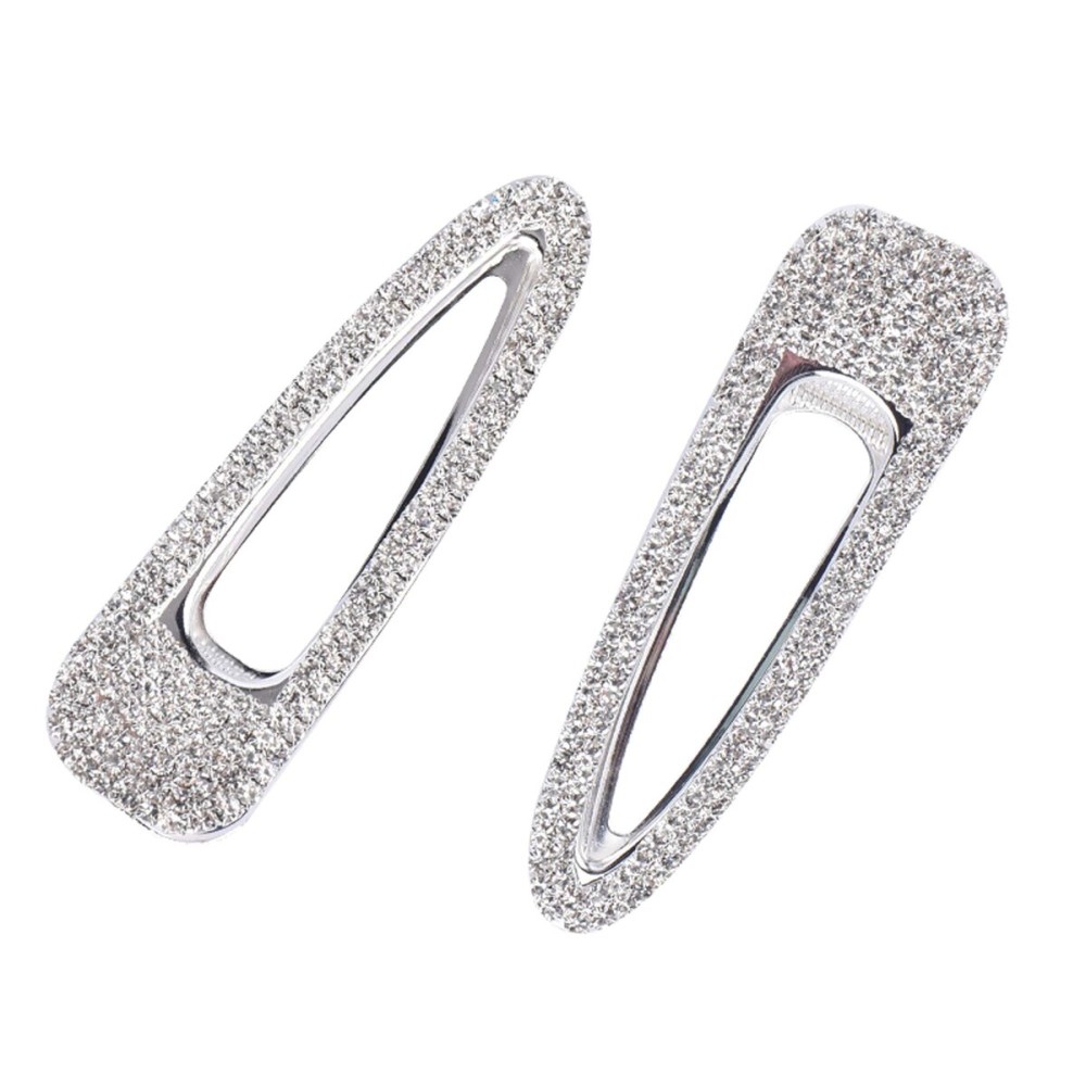 2PCS Big Silver Hair Clips Barrettes Glitter Rhinestones Hair Pins Decorations Hair Accessories for Lady, Women and Girls (Silver)