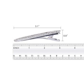 2PCS Big Silver Hair Clips Barrettes Glitter Rhinestones Hair Pins Decorations Hair Accessories for Lady, Women and Girls (Silver)