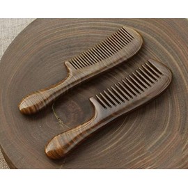 ERZA SCARLET Hair Comb Wooden Wide Tooth Comb for Curly Hair Detangling Green Sandalwood Comb
