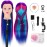 MYSWEETY 28 Mannequin Head With Hair - Styling Training Manikin Cosmetology Doll Synthetic Fiber Hair, Table Clamp & Braiding Kit - Purple