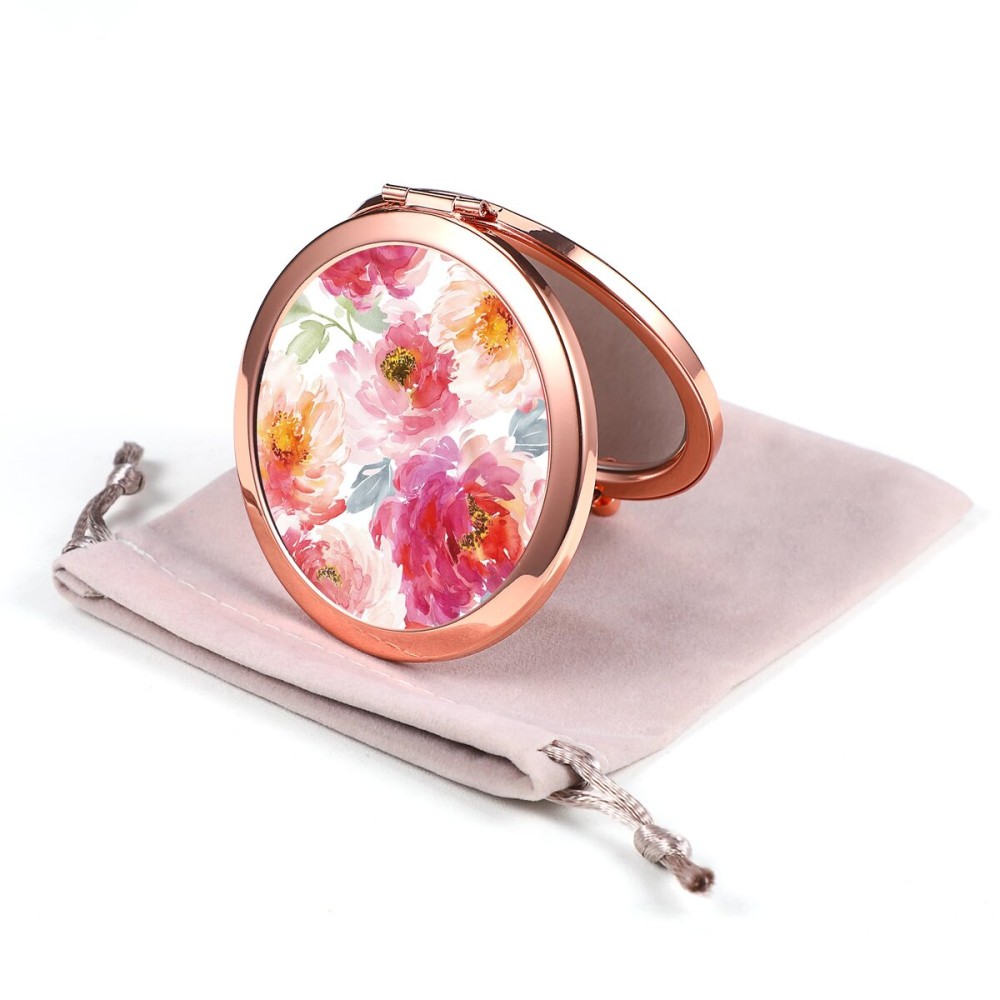 Dynippy Compact Mirror Rose Gold Makeup Mirror Folding Mini Pocket Mirror Portable Hand Mirror Double-Sided 2 x 1x Magnification for Woman Girls (A-Watercolor Flower) Dynippy Compact Mirror Rose Gold Makeup Mirror Folding Mini Pocket Mirror Portable Hand Mirror Double-Sided 2 x 1x Magnification for Woman Girls (A-Watercolor Flower)