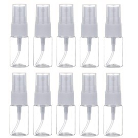 LASSUM 10 Pack 10ml/0.35oz Fine Mist Spray Bottle Clear Plastic Mini Spray Bottle for Essential Oils Makeup and Perfume