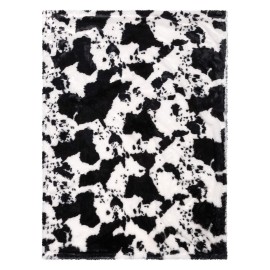 Cow Print Plush Baby Blanket-Cow Print Plush, White Back, Black, White, 30 in x 40 in