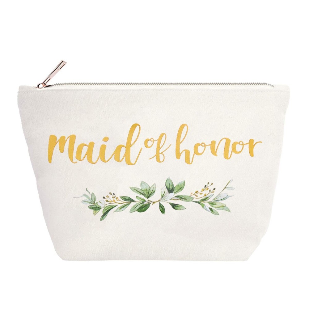 ELEGANTPARK Maid of Honor Bridesmaid Cosmetic Bag Travel Makeup Bag for Women Bridal Shower Gifts Wedding Party Pouch Zipper Canvas ELEGANTPARK Maid of Honor Bridesmaid Cosmetic Bag Travel Makeup Bag for Women Bridal Shower Gifts Wedding Party Pouch Zipper Canvas