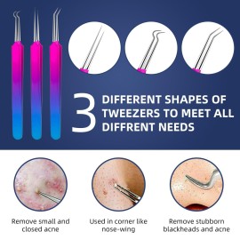 Pimple Popper Tool Kit - Ybaoo 10 Pcs Blackhead Remover Comedone Extractor Kit with Metal Case for Quick and Easy Removal of Blackheads, Zit Removing, Facial and Nose(Colorful)
