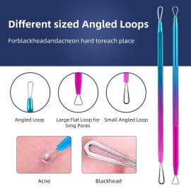 Pimple Popper Tool Kit - Ybaoo 10 Pcs Blackhead Remover Comedone Extractor Kit with Metal Case for Quick and Easy Removal of Blackheads, Zit Removing, Facial and Nose(Colorful)