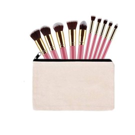 LifeUnite 10 PCS Canvas Makeup Bag Cosmetic Pouch Blank Zipper Bag-9.1  5.9 inch