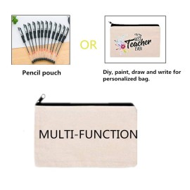 LifeUnite 10 PCS Canvas Makeup Bag Cosmetic Pouch Blank Zipper Bag-9.1  5.9 inch