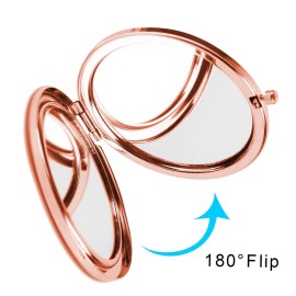 Dynippy Compact Mirror Rose Gold Makeup Mirror Folding Mini Pocket Mirror Portable Hand Mirror Double-Sided 2 x 1x Magnification for Woman Girls (A-Eiffel Tower)