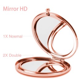 Dynippy Compact Mirror Rose Gold Makeup Mirror Folding Mini Pocket Mirror Portable Hand Mirror Double-Sided 2 x 1x Magnification for Woman Girls (A-Eiffel Tower)