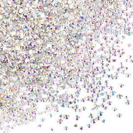 Nail Crystals, YGDZ 1728pcs Nail Art Rhinestone AB Nail Crystal Gems Stones for Nail Art Design Craft Decoration, 288pcs for Each Size (SS3 4 5 6 8 10) (Crystals AB)