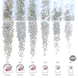 Nail Crystals, YGDZ 1728pcs Nail Art Rhinestone AB Nail Crystal Gems Stones for Nail Art Design Craft Decoration, 288pcs for Each Size (SS3 4 5 6 8 10) (Crystals AB) Nail Crystals, YGDZ 1728pcs Nail Art Rhinestone AB Nail Crystal Gems Stones for Nail Art Design Craft Decoration, 288pcs for Each Size (SS3 4 5 6 8 10) (Crystals AB)