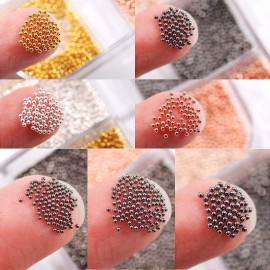 Metal Nail Steel Ball 0.6MM 0.8MM and 1.0MM Box Packaging Nails Accessories Nail Caviar Metal Bead Mini Steel Ball 1 Box