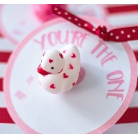 4E\'s Novelty Valentines Day Rubber Ducks - 24 Pack Heart Themed Duckies for Jeep Ducking, Bath Toy
