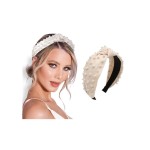 POPINK Pearl headband for Women Knot White Fashion Embellished Top Knotted Hairband ladies Twist Bohemian Hair accessories for Girls
