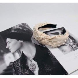 POPINK Pearl headband for Women Knot White Fashion Embellished Top Knotted Hairband ladies Twist Bohemian Hair accessories for Girls POPINK Pearl headband for Women Knot White Fashion Embellished Top Knotted Hairband ladies Twist Bohemian Hair accessories for Girls