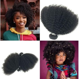 Brazilian Afro Kinky Curly Hair 8-22inch 4B4C 1 Bundle 100g Brazilian Virgin Remy Human Hair Weaves Natural Black Color (1 bundle 18inch, natural black)