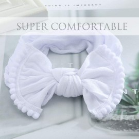 CanB Hair Bow Headband for Infant and Toddler - Stretchy Knot Nylon Baby Accessories (White)