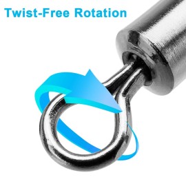 Siasky Fishing Swivels, 200pcs Barrel Swivels Fishing Stainless Steel Swivel Fishing for Saltwater Freshwater Fishing