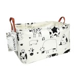 FANKANG Storage Basket,Nursery Hamper Canvas Laundry Basket Foldable with Waterproof PE Coating Storage, Office, Bedroom, Clothes,Toys(L, Rec-cows)