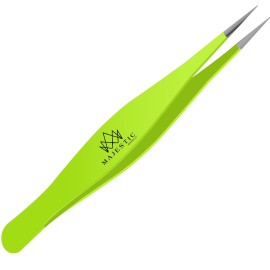Majestic Bombay Fine Point Tweezers for Women and Men - Splinter Ticks, Facial, Brow and Ingrown Hair Removal-Sharp, Needle Nose, Surgical Tweezers Precision Pluckers best tweezers for chin hair