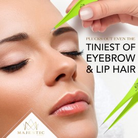 Majestic Bombay Fine Point Tweezers for Women and Men - Splinter Ticks, Facial, Brow and Ingrown Hair Removal-Sharp, Needle Nose, Surgical Tweezers Precision Pluckers best tweezers for chin hair