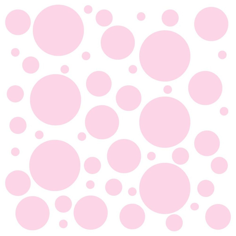 Set of 100 (Baby Pink) Vinyl Wall Decals - Assorted Polka Dots Stickers - Removable Adhesive Safe on Smooth or Textured Walls - Round Circles - for Nursery, Kids Room, Bathroom Decor
