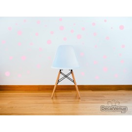 Set of 100 (Baby Pink) Vinyl Wall Decals - Assorted Polka Dots Stickers - Removable Adhesive Safe on Smooth or Textured Walls - Round Circles - for Nursery, Kids Room, Bathroom Decor