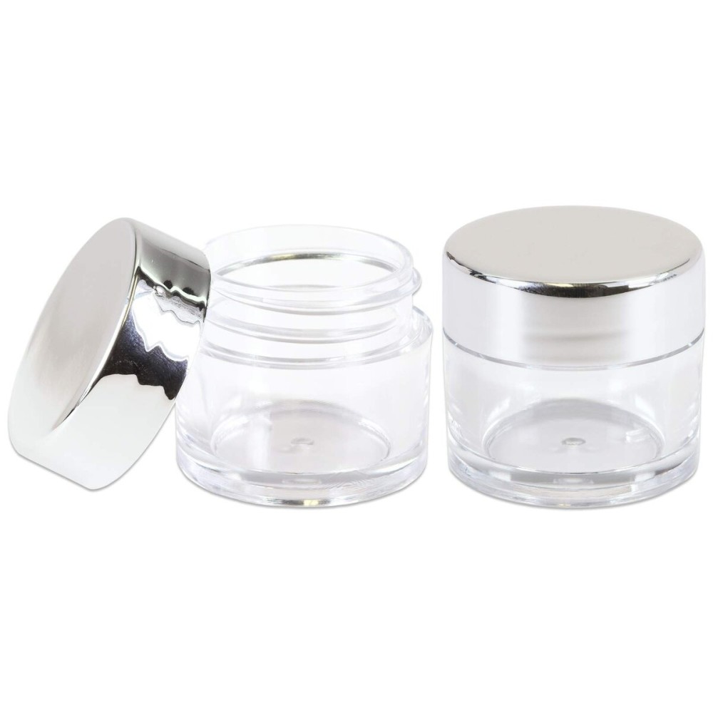 Beauticom 7 Gram / 7 ML Thick Wall Round Leak Proof Clear Acrylic Jars for Beauty, Cream, Cosmetics, Salves, Scrubs (72 Pieces Bottom Clear Base + 72 Pieces Lids, Metallic Silver) Beauticom 7 Gram / 7 ML Thick Wall Round Leak Proof Clear Acrylic Jars for Beauty, Cream, Cosmetics, Salves, Scrubs (72 Pieces Bottom Clear Base + 72 Pieces Lids, Metallic Silver)
