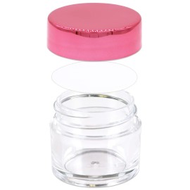 Beauticom 7g/7ml (0.23 Fl Oz) Thick Double Wall Leak-Proof Round Clear Plastic Jars with Flat Top Lids for Creams, Lotions, Make Up, Powders, Glitters (Color: Rose Gold, Quantity: 24 Pieces)