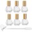 6Pcs 5ml (1/6 oz) DIY Travel Essential Oil Roller Bottle Polygonal Clear Glass Cosmetic Contaners Vials for Essential Oils Perfumes Aromatherapy, 1pc Funnel and Dropper, Roll on Bottles with Gold Cap