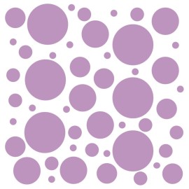 Set of 100 (Lilac) Vinyl Wall Decals - Assorted Polka Dots Stickers - Removable Adhesive Safe on Smooth or Textured Walls - Round Circles - for Nursery, Kids Room, Bathroom Decor