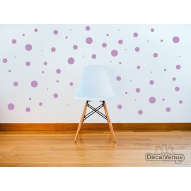 Set of 100 (Lilac) Vinyl Wall Decals - Assorted Polka Dots Stickers - Removable Adhesive Safe on Smooth or Textured Walls - Round Circles - for Nursery, Kids Room, Bathroom Decor