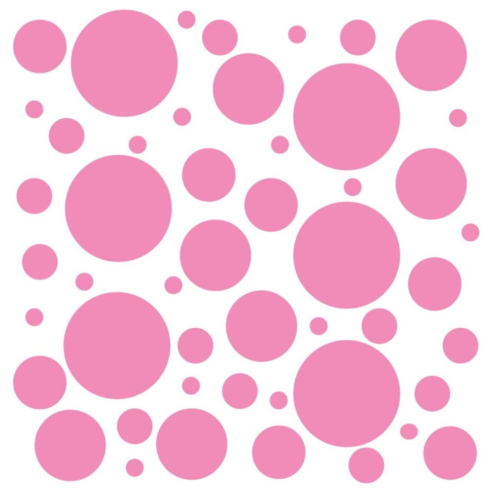 Set of 100 (Pink) Vinyl Wall Decals - Assorted Polka Dots Stickers - Removable Adhesive Safe on Smooth or Textured Walls - Round Circles - for Nursery, Kids Room, Bathroom Decor
