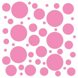 Set of 100 (Pink) Vinyl Wall Decals - Assorted Polka Dots Stickers - Removable Adhesive Safe on Smooth or Textured Walls - Round Circles - for Nursery, Kids Room, Bathroom Decor