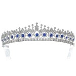 SAMKY Rhinestone Crystal Pageant Bridal Tiara Crown - Blue Crystals Silver Plated T1177
