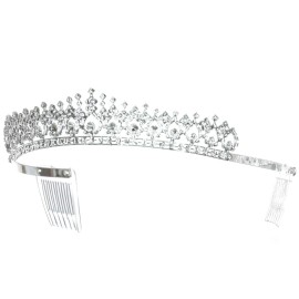 SAMKY Rhinestone Crystal Pageant Bridal Tiara Crown - Blue Crystals Silver Plated T1177 SAMKY Rhinestone Crystal Pageant Bridal Tiara Crown - Blue Crystals Silver Plated T1177