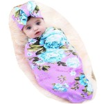 Galabloomer Newborn Baby Sleep Receiving Blanket and Bow Headband Set Baby Swaddle Blanket