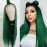 QD-Tizer Lace Front Wigs, Long Straight Hair Ombre Green Wig Glueless Heat Resistant Fiber Hair Synthetic Lace Front Wigs for Fashion Women