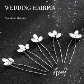 Asooll Crystal Bride Wedding Hair Pins Silver Leaf Bridal Hair Pieces Rhinestone Hair Accessories for Women Asooll Crystal Bride Wedding Hair Pins Silver Leaf Bridal Hair Pieces Rhinestone Hair Accessories for Women